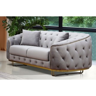 Canapé 3/4 places - gris foncé - en tissu velours de qualité luxe, LUXOR