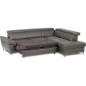 Canapé d'angle convertible en cuir italien luxe 5 places, MEMEZO, coffre, gris foncé, angle droit Canapé d'angle convertible en cuir italien luxe 5 places, MEMEZO, coffre, gris foncé, angle droit