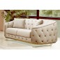 Canapé 3/4 places - beige - en tissu velours de qualité luxe, LUXOR