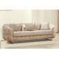 Canapé 2 places - beige - en tissu velours de qualité luxe, LUXOR
