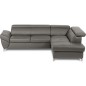 Canapé d'angle convertible en cuir italien luxe 5 places, MEMEZO, coffre, gris foncé, angle droit Canapé d'angle convertible en cuir italien luxe 5 places, MEMEZO, coffre, gris foncé, angle droit
