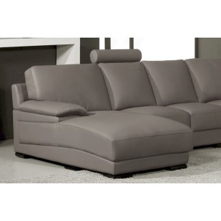 Canapé d'angle en cuir italien 6/7 places MISTER, gris clair, angle droit