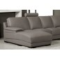 Canapé d'angle en cuir italien 6/7 places MISTER, gris clair, angle droit