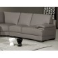 Canapé d'angle en cuir italien 6/7 places MISTER, gris clair, angle droit