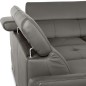 Canapé d'angle convertible en cuir italien luxe 5 places, MEMEZO, coffre, gris foncé, angle droit Canapé d'angle convertible en cuir italien luxe 5 places, MEMEZO, coffre, gris foncé, angle droit