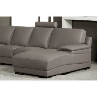 Canapé d'angle en cuir italien 6/7 places MISTER, gris clair, angle gauche