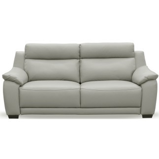 Canapé 3 places en 100% tout cuir épais luxe italien, gris clair. BERELI