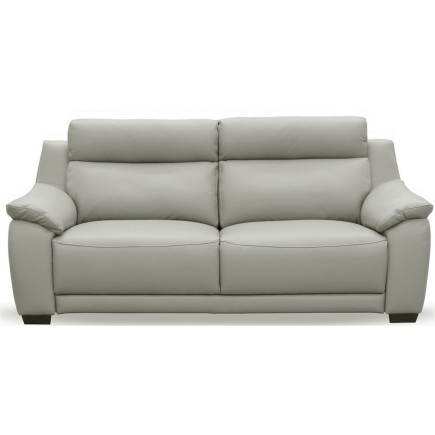 Canapé 3 places en 100% tout cuir épais luxe italien, gris clair. BERELI
