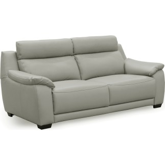 Canapé 3 places en 100% tout cuir épais luxe italien, gris clair. BERELI
