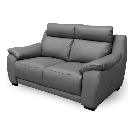 Canapé 2 places en 100% tout cuir épais luxe italien, gris foncé. BERELI