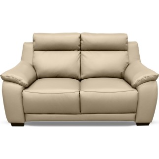 Canapé 2 places en 100% tout cuir épais luxe italien, beige. BERELI