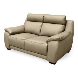Canapé 2 places en 100% tout cuir épais luxe italien, beige. BERELI