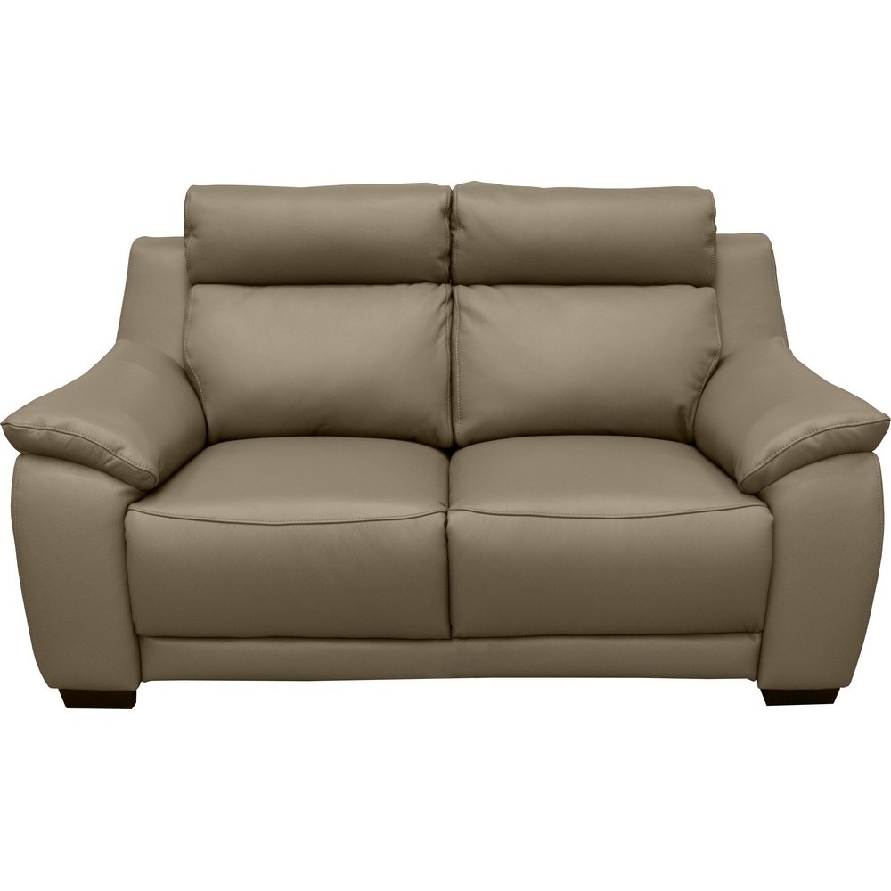 Canapé 2 places en 100% tout cuir épais luxe italien, taupe. BERELI