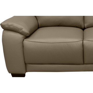 Canapé 2 places en 100% tout cuir épais luxe italien, taupe. BERELI