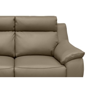 Canapé 2 places en 100% tout cuir épais luxe italien, taupe. BERELI