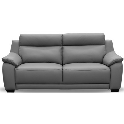 Canapé 3 places en 100% tout cuir épais luxe italien, gris foncé. BERELI