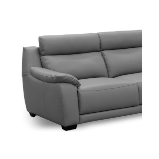 Canapé 3 places en 100% tout cuir épais luxe italien, gris foncé. BERELI