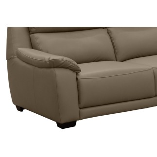 Canapé 3 places en 100% tout cuir épais luxe italien, taupe, BERELI