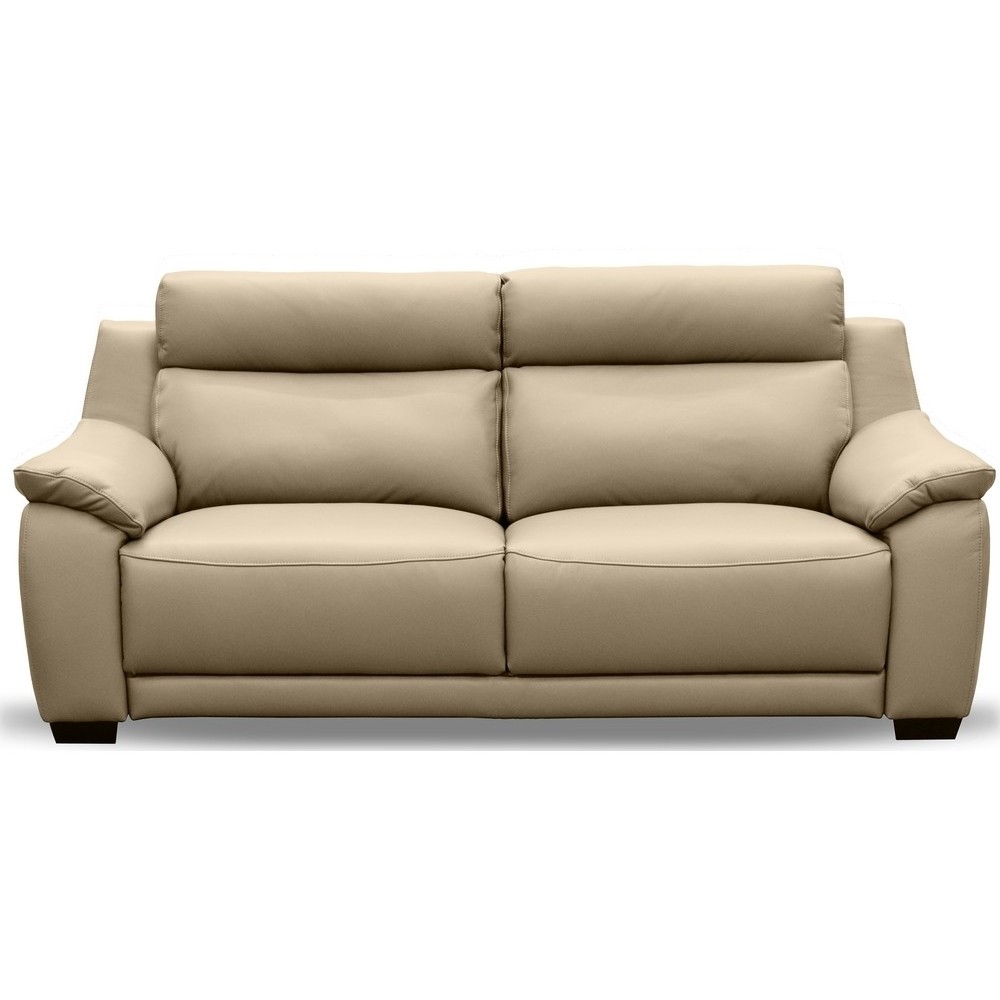 Canapé 3 places en 100% tout cuir épais luxe italien, beige. BERELI