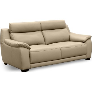 Canapé 3 places en 100% tout cuir épais luxe italien, beige. BERELI
