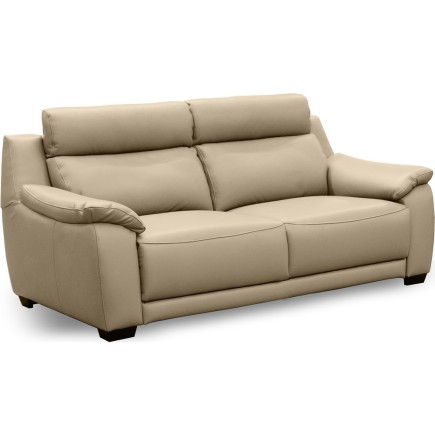 Canapé 3 places en 100% tout cuir épais luxe italien, beige. BERELI