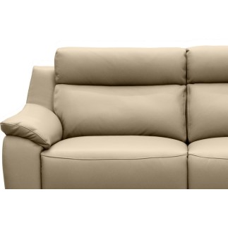 Canapé 3 places en 100% tout cuir épais luxe italien, beige. BERELI