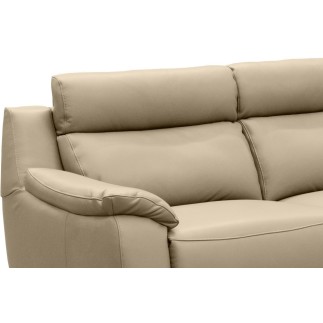 Canapé 3 places en 100% tout cuir épais luxe italien, beige. BERELI