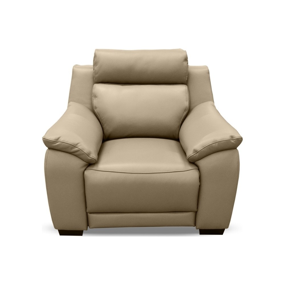 Fauteuil 1 place en 100% tout cuir épais luxe italien, beige. BERELI, 3 places