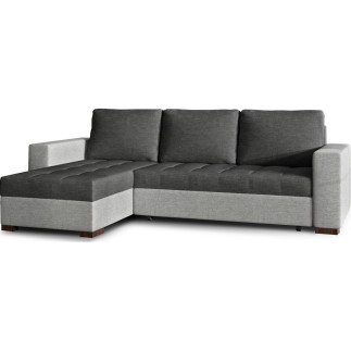 Canapé d'angle convertible - en tissu qualité gris foncé et gris clair, 4/5 places, avec coffre, angle gauche (vu de face), NEST