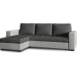 Canapé d'angle convertible - en tissu qualité gris foncé et gris clair, 4/5 places, avec coffre, angle gauche (vu de face), NEST