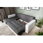 Canapé d'angle convertible - en tissu qualité gris foncé et gris clair, 4/5 places, avec coffre, angle gauche (vu de face), NEST