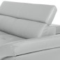 Canapé d'angle convertible en cuir italien luxe 5 places, MEMEZO, coffre, gris clair, angle gauche Canapé d'angle convertible en cuir italien luxe 5 places, MEMEZO, coffre, gris clair, angle gauche