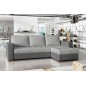 Canapé d'angle convertible en tissu qualité gris clair et gris foncé, 4/5 places, avec coffre, angle droit (vu de face), NESTOR