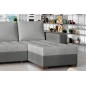 Canapé d'angle convertible en tissu qualité gris clair et gris foncé, 4/5 places, avec coffre, angle droit (vu de face), NESTOR