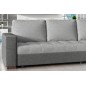 Canapé d'angle convertible en tissu qualité gris clair et gris foncé, 4/5 places, avec coffre, angle droit (vu de face), NESTOR