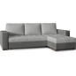 Canapé d'angle convertible en tissu qualité gris clair et gris foncé, 4/5 places, avec coffre, angle droit (vu de face), NESTOR