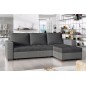Canapé d'angle convertible - en tissu qualité gris foncé et gris clair, 4/5 places, avec coffre, angle droit (vu de face), NESTO