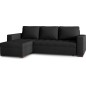 Canapé d'angle convertible - en tissu qualité noir, 4/5 places, avec coffre, angle gauche (vu de face), NESTOR