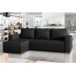 Canapé d'angle convertible - en tissu qualité noir, 4/5 places, avec coffre, angle gauche (vu de face), NESTOR