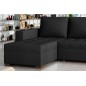 Canapé d'angle convertible - en tissu qualité noir, 4/5 places, avec coffre, angle gauche (vu de face), NESTOR