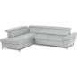 Canapé d'angle convertible en cuir italien luxe 5 places, MEMEZO, coffre, gris clair, angle gauche Canapé d'angle convertible en cuir italien luxe 5 places, MEMEZO, coffre, gris clair, angle gauche