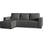 Canapé d'angle convertible en tissu qualité gris foncé, 4/5 places, avec coffre, angle gauche (vu de face), NESTOR