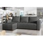 Canapé d'angle convertible en tissu qualité gris foncé, 4/5 places, avec coffre, angle gauche (vu de face), NESTOR