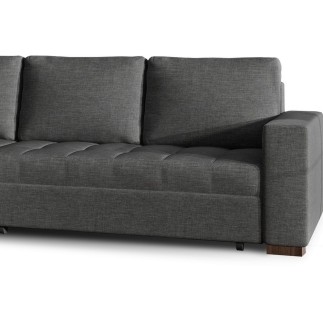 Canapé d'angle convertible en tissu qualité gris foncé, 4/5 places, avec coffre, angle gauche (vu de face), NESTOR