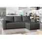 Canapé d'angle convertible en tissu qualité gris foncé, 4/5 places, avec coffre, angle droit (vu de face), NESTOR