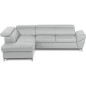 Canapé d'angle convertible en cuir italien luxe 5 places, MEMEZO, coffre, gris clair, angle gauche Canapé d'angle convertible en cuir italien luxe 5 places, MEMEZO, coffre, gris clair, angle gauche