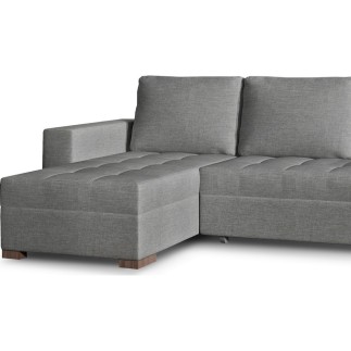 Canapé d'angle convertible - en tissu qualité gris clair, 4/5 places, avec coffre, angle gauche (vu de face), NESTOR