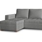 Canapé d'angle convertible - en tissu qualité gris clair, 4/5 places, avec coffre, angle gauche (vu de face), NESTOR