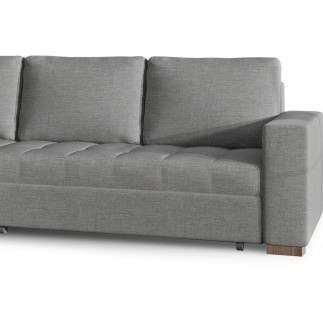 Canapé d'angle convertible - en tissu qualité gris clair, 4/5 places, avec coffre, angle gauche (vu de face), NESTOR