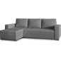 Canapé d'angle convertible - en tissu qualité gris clair, 4/5 places, avec coffre, angle gauche (vu de face), NESTOR